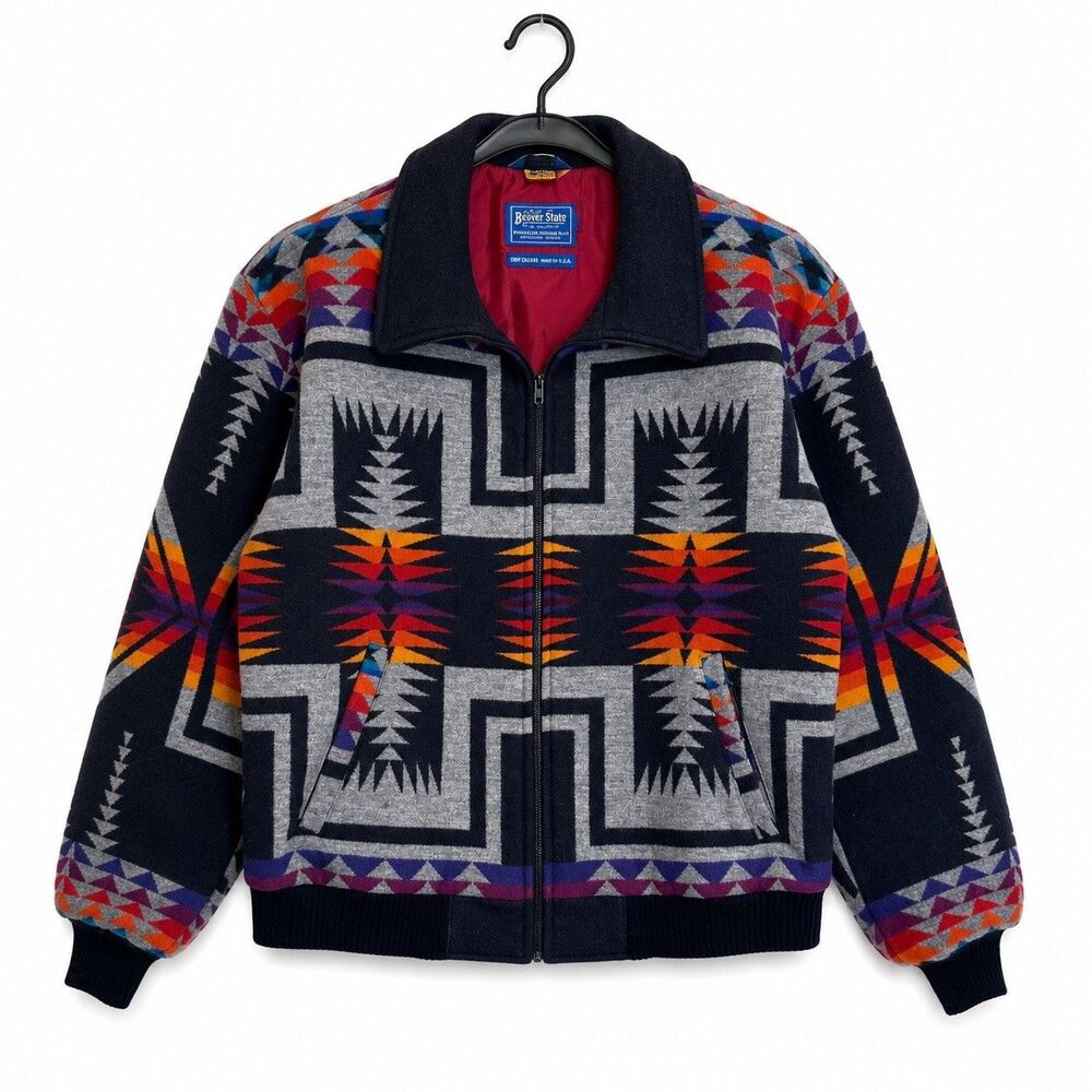 Vintage Pendleton Beaver State XL Wool Western Jacket USA Southwestern Aztec